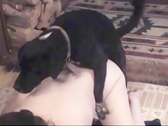 Amateur woman helping to fuck animal